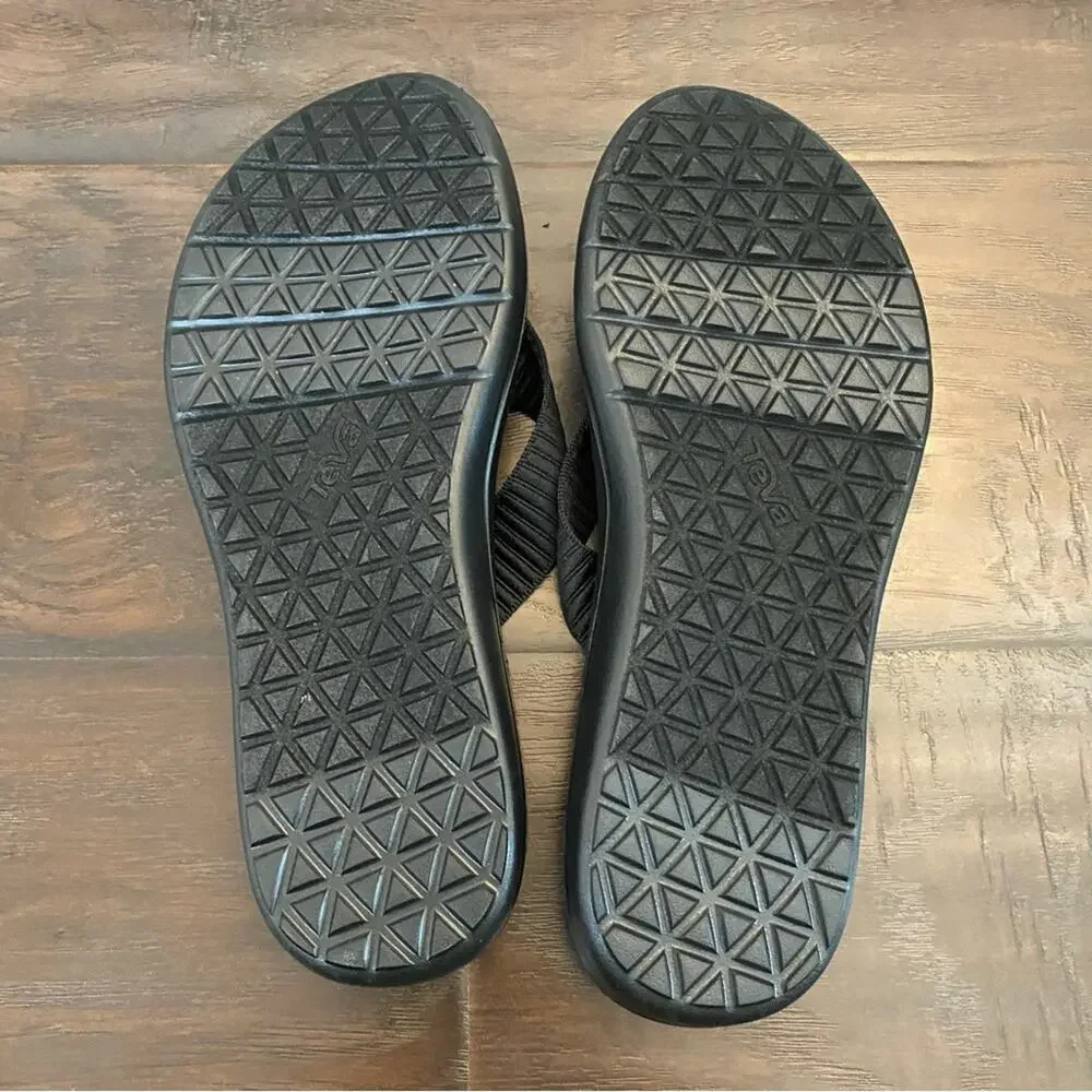 Teva Voya Flip Flop thong Sandals Bar Street Black Lightweight size 11